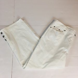 Lark Lane 16 White Cropped Pants Stretch Studded